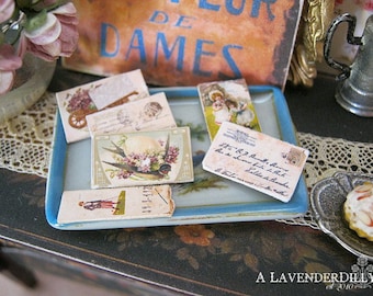 Distressed/Vintage Set of Postcards for Dollhouse Miniature