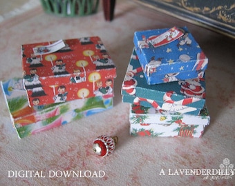 PDF Christmas Box Set C for Dollhouse Miniature 1/12 Scale DIGITAL DOWNLOAD