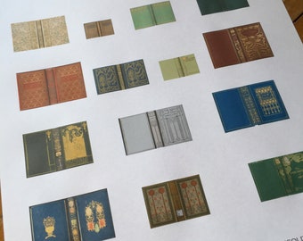 PDF Antique Illustrated Book Covers Set B for Dollhouse Miniature 1/12 Scale DIGITAL DOWNLOAD