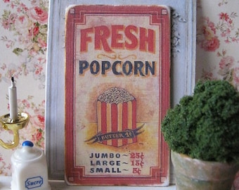 Vintage Popcorn Sign/Print for Dollhouse