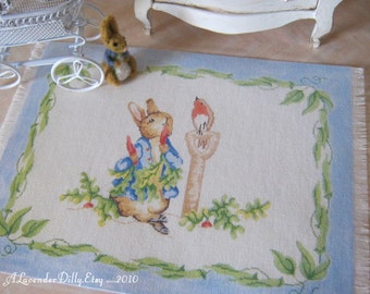 M Peter Rabbit for Dollhouse Fringed Rug 1:12th scale Miniature