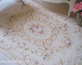 M Dollhouse Rug Floral Fringed rug for Dollhouse