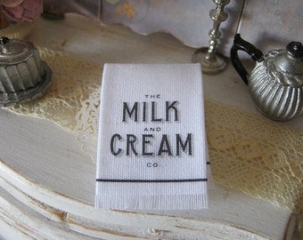 Vintage Label Fringed Tea towel for Dollhouse, 1:12 scale miniature