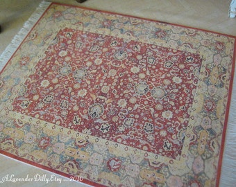 M Turkish Dollhouse Fringed Rug, Miniature 1:12th scale