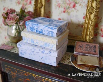 PDF Blue Toile Box Set for Dollhouse Miniature 1/12 Scale DIGITAL DOWNLOAD