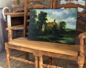 Miniature Painting English Countryside Nasmyth 'Landscape' Wooden Panel for Dollhouse 1/12th scale Miniature