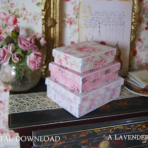 PDF Rosa Rosen Box Set für Puppenhaus Miniatur 1/12 DIGITAL DOWNLOAD