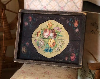 Miniature Dutch Style Wooden Tray for Dollhouse