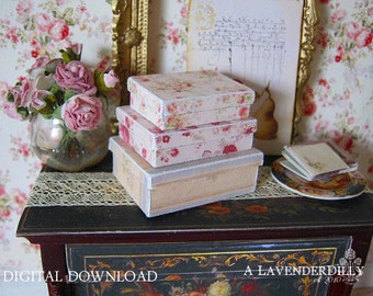 PDF Old Roses Box Set for Dollhouse Miniature 1/12 Scale DIGITAL DOWNLOAD