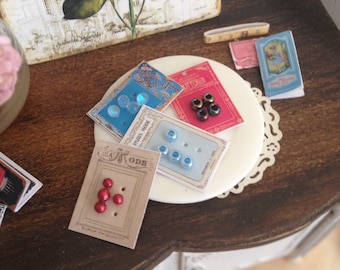 Vintage Button Cards for Dollhouse Sewing Miniatures