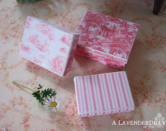 PDF Pink Toile Box Set for Dollhouse Miniature 1/12 Scale DIGITAL DOWNLOAD