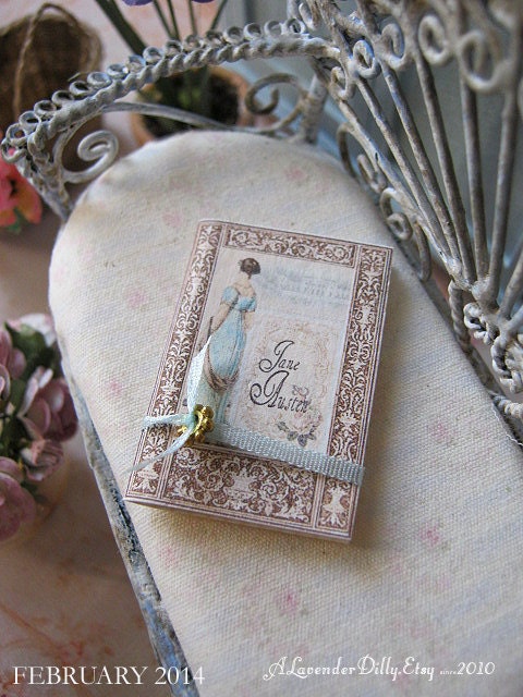 Jane Austen Illustrations with Folder for Dollhouse Miniature