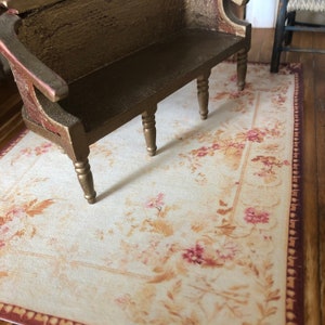 L Victorian Romantic Rose Aubusson Dollhouse Miniature Rug No Fringe