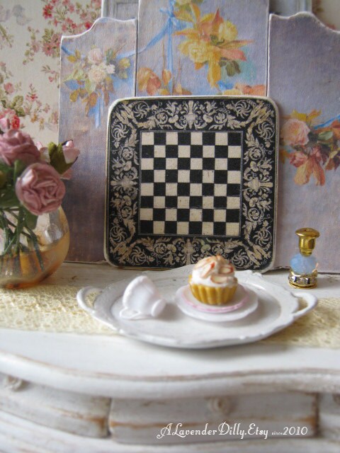 Vintage Chess Board/Sign for Dollhouse