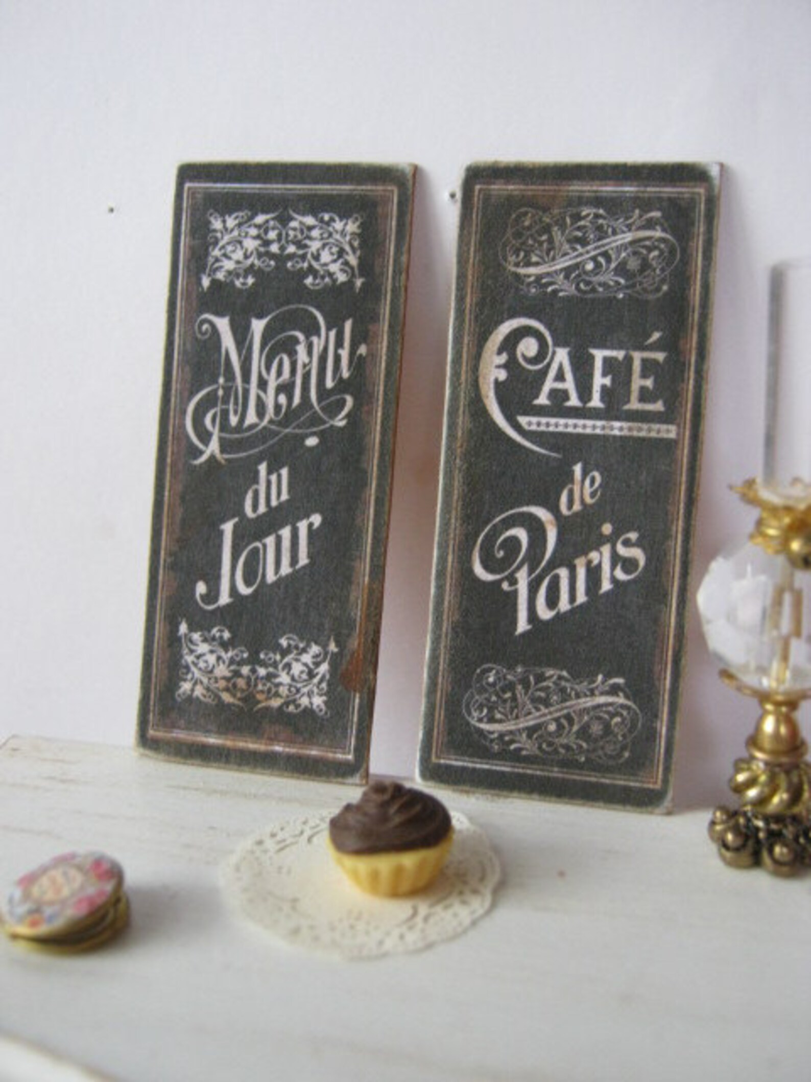 French Cafe Chalkboard Sign for Dollhouse Etsy