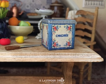 Shabby Distressed French Chicoree Tin for Dollhouse Miniature