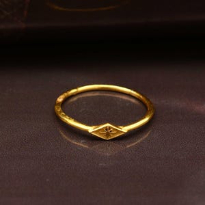 Minimalist Gold Star Ring, Dainty Stacking Ring, Handmade Celestial Ring, Thin Gold Band, Everyday Jewelry Gift for Her