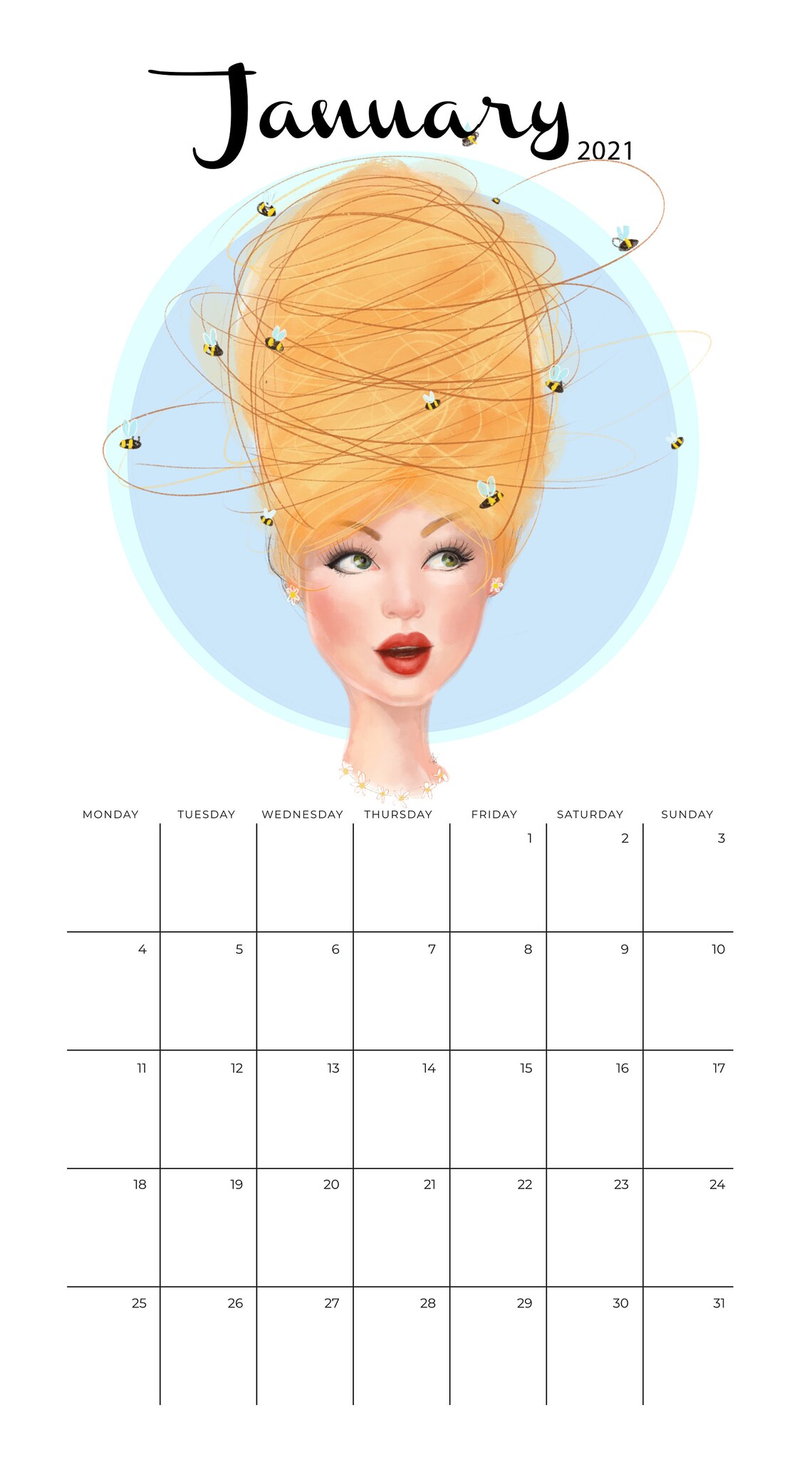 2021 Pinup Girl Wall Calendar Free Shipping In The USA All Etsy