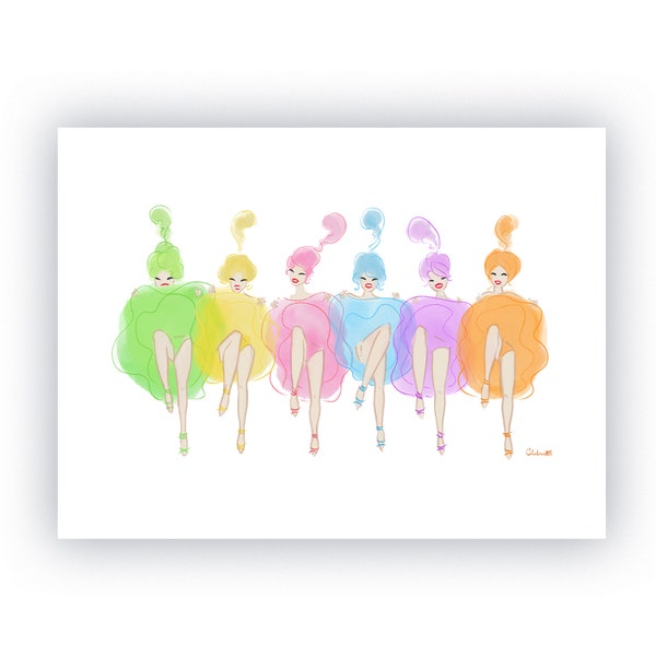 Lets Dance Art Print Poster, LGBTQ Gay Pride Can Can Dancers