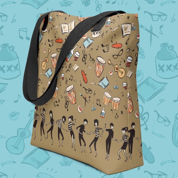 Beatnik Tote Bag. Mod 60s carry all beach bag