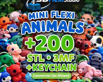200+ Mini Flexi Animal STL & 3MF Files | Keychain Models | Commercial Use