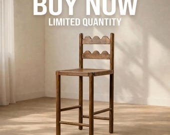 Taburete de bar de madera maciza, altura de mostrador, estilo rústico escandinavo para isla de cocina DL1011BZ