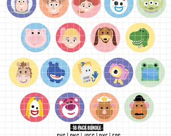 6554 - Toy Story 5 - Characters Mega Bundle Cartoon Mode SVG, Eps, Png, Dxf, Jpeg (18 Zeichen)
