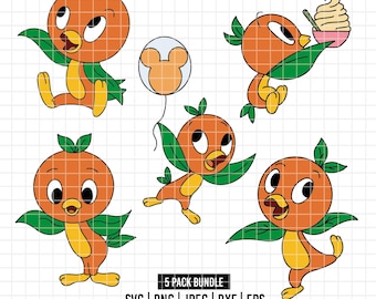 5758 - Oranges Vogel Pack Bundle dtf vollfarbig SVG, Png, Dxf, Jpeg (posierend - futter - tanz - ballons - sitzend)