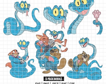 6054 - Gary De'Snake, Zootopia Pack Bundle dtf vollfarbig SVG, Png, Dxf, Jpeg (Nick Wilde - Judy Creolen - Gary De'Snake - Nibbles)