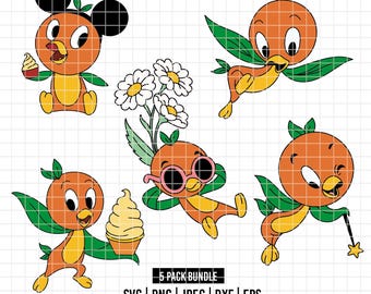 5757 - Orange Bird pack bundle dtf vollfarbiges svg, eps, Png, dxf, jpeg (Magie - Eis - ruhend - fliegend - Mickey-Mode)