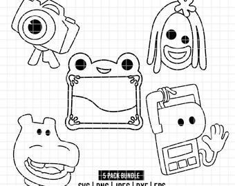6221 - Toy Story 5 Charaktere Cartoon-Modus Bundle Linie Kunst SVG, Eps, Png, Dxf, Jpeg (Smarty Pants - Snappy - Pip - Kniffey - Lilypad)