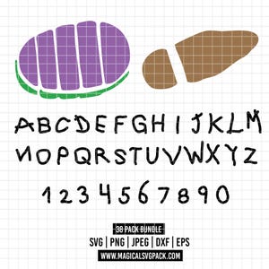 5444 - Toy Story SVG PNG-paket, Buzz Lightyear Woody-alfabetet teckensnitt bokstäver siffror, anpassat namn fotavtryck clipart | Cricut direktnedladdning