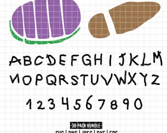 5444 - Toy Story SVG PNG Bundle, Buzz Lightyear Woody Alphabet Font Letters Numbers, Custom Name Footprint Clipart | Cricut Instant Download