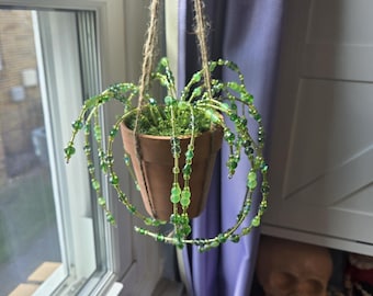 Handcrafted hanging Forever Beaded Plant