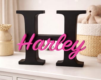 3D Printed Custom Name Sign, Freestanding PLA Nursery Decor, Layered Letter Art