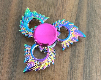 Iridescent Phoenix Wing Fidget Spinner - Handheld Quiet Rotating Toy Gadget