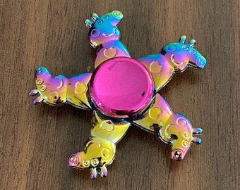 Rainbow Whimsical Pig Fidget Spinner, Iridescent Metal Cartoon Animal Kinetic Desk Toy, Storybook Character