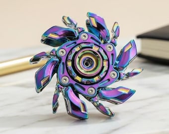 Matrix XL 5.5oz Heavyweight Transforming Fidget Spinner - Rainbow Metal Kinetic Gear Toy with Case