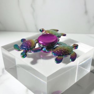 Iridescent Sea Turtle Fidget Spinner: Metallic Rainbow Quiet Rotation Hand Spinner
