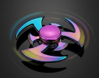 Iridescent Scythe Blade Fidget Spinner | Heavy Metallic Ninja Star Design