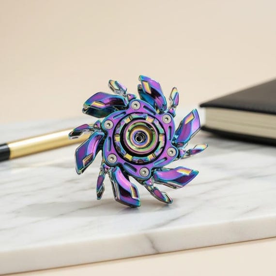 Matrix XL 5.5oz Heavyweight Transforming Fidget Spinner - Rainbow Metal Kinetic Gear Toy with Case