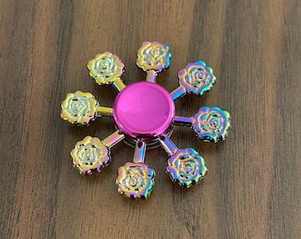 Rainbow Rose Garden Fidget Spinner Toy: Gift Gadget for Flower Lovers