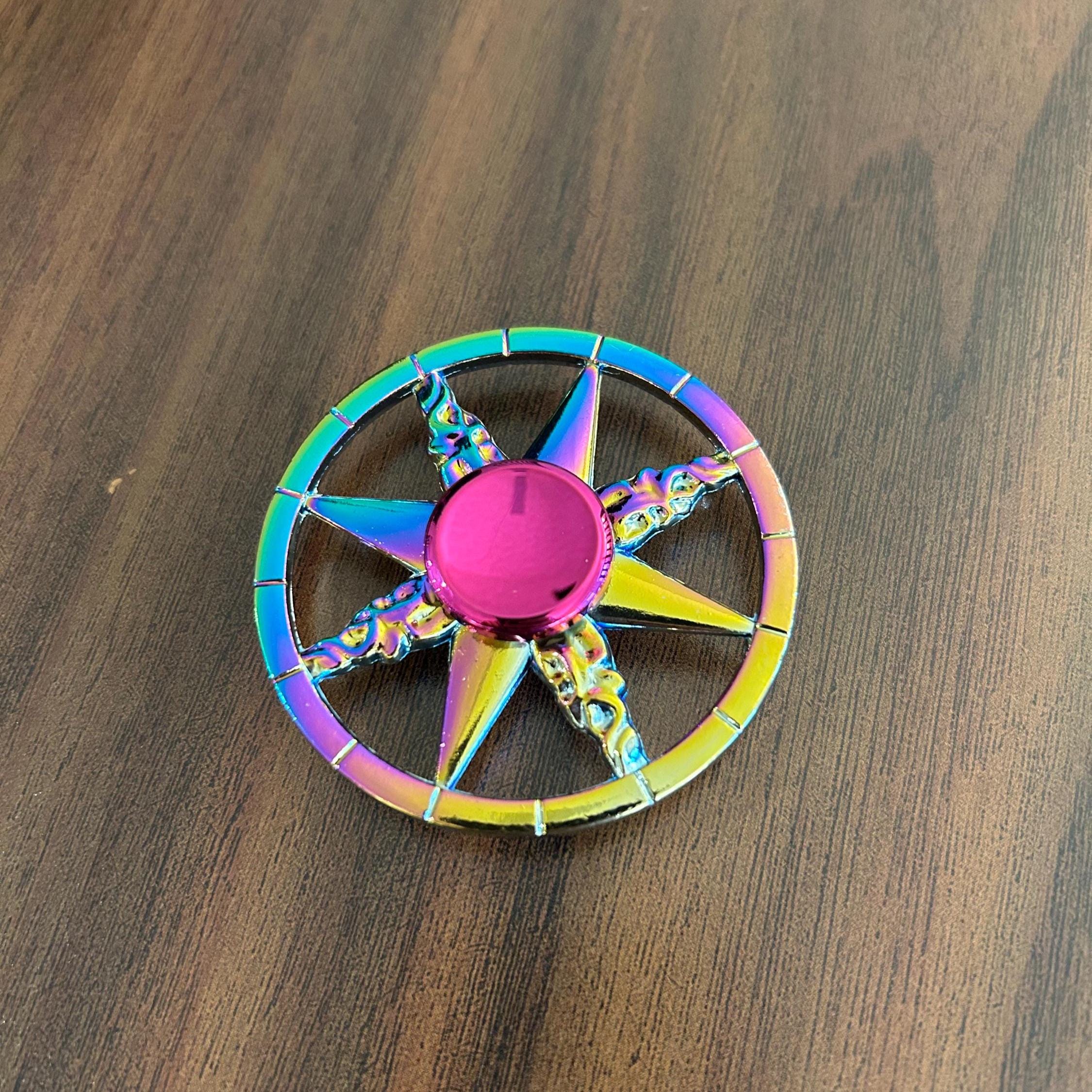 Fidget Compass Iridescent Star Compass Fidget Spinner: Rainbow Metal Focus EDC Tool - Etsy