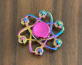 Iridescent Atomic Orbit Fidget Spinner: Science Toy for Focus