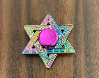 Iridescent Star of David Six Point Star Fidget Spinner Smooth Rotation Gift Gadget