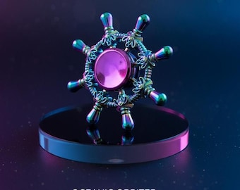 Iridescent Ship Wheel Fidget Spinner: Nautical Ocean and Sea Lovers Metallic Hand Engagement Tool