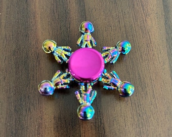 Cosmic Crew Fidget Spinner - Iridescent Rainbow Astronaut Desk Toy - Alien Space Man Gadget