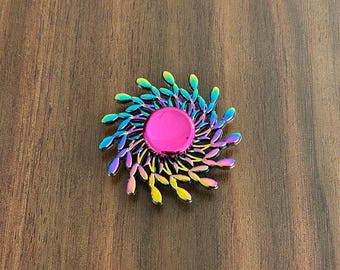 Rainbow Flower Buds Whispy Fidget Spinner Iridescent Metallic Handheld Gadget