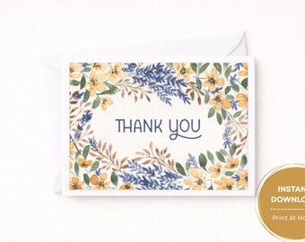 Tarjeta de agradecimiento floral pintada a mano • Ramo de lavanda en acuarela • Hermosa, imprimible, descarga instantánea • Tamaño A2