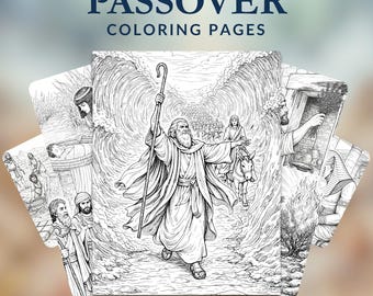 Dibujos para colorear de la Pascua judía / Éxodo, plagas, historia bíblica del Mar Rojo (para niños de 4 a 12 años)